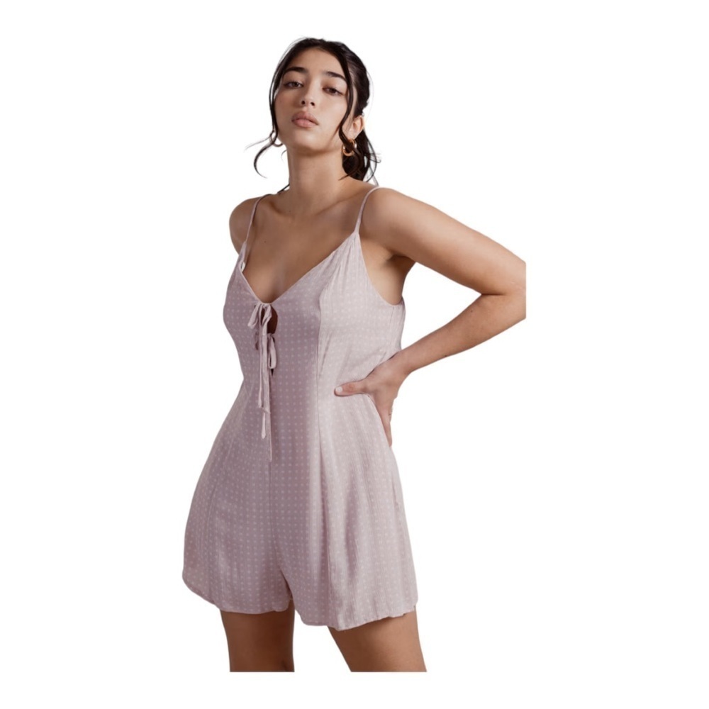 Dress Forum Lollipop Pink Tie-Front Dotted Romper NWT